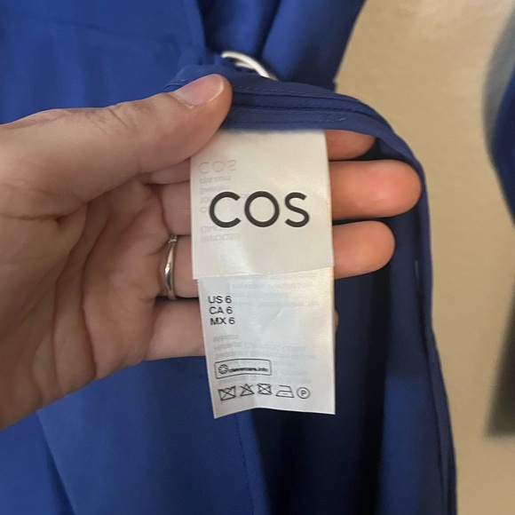 COS Wool Crepe Wrap in Cobalt Blue Midi Dress Women's Size 6 - Picture 9 of 15